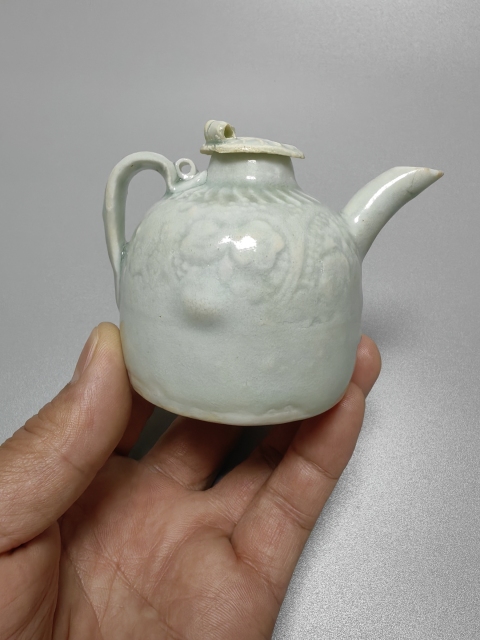 古玩陶瓷湖田窯青白釉花卉紋水注拍賣,當前價格12600元