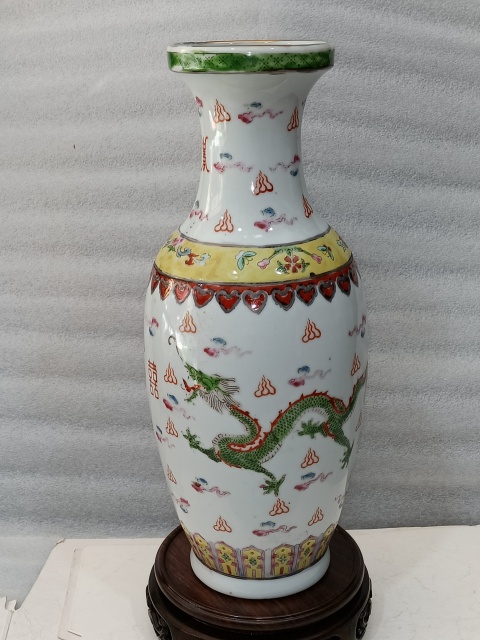 古玩陶瓷粉彩龍鳳紋瓶拍賣,當前價格1280元