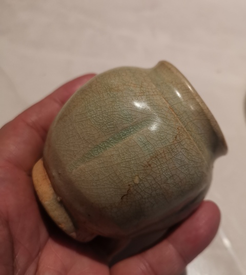 古玩陶瓷青釉瓜棱小罐拍賣,當前價格800元