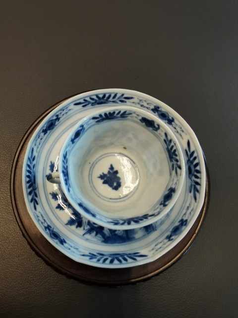 古玩陶瓷定燒細路青花鳳穿牡丹圖杯碟拍賣,當前價格1800元