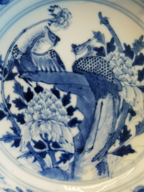 古玩陶瓷定燒細路青花鳳穿牡丹圖杯碟拍賣,當前價格1800元
