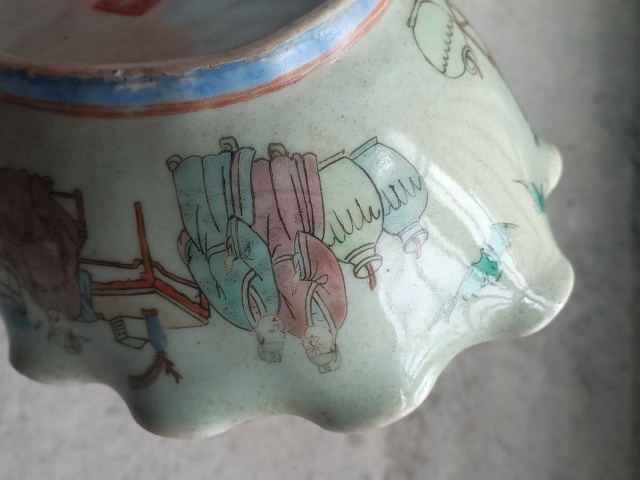 古玩陶瓷清代人物粉彩貢碗拍賣，當前價格999元