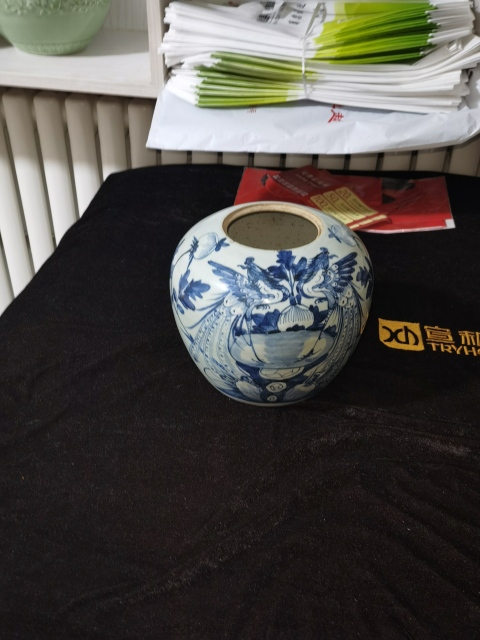 古玩陶瓷鳳穿牡丹紋蓋罐拍賣，當前價格800元
