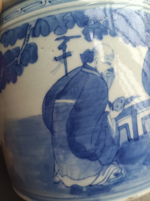 古玩陶瓷青花人物故事三足直筒爐拍賣,當前價格2999元