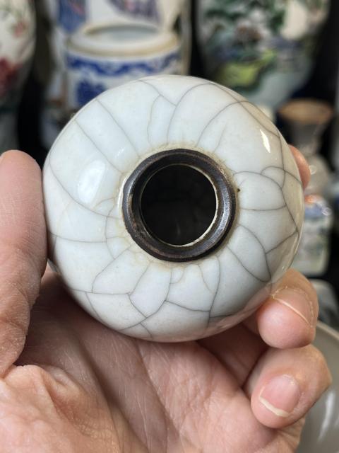 古玩陶瓷清中期乾隆嘉慶仿官釉大開片水盂拍賣,當前價格13000元