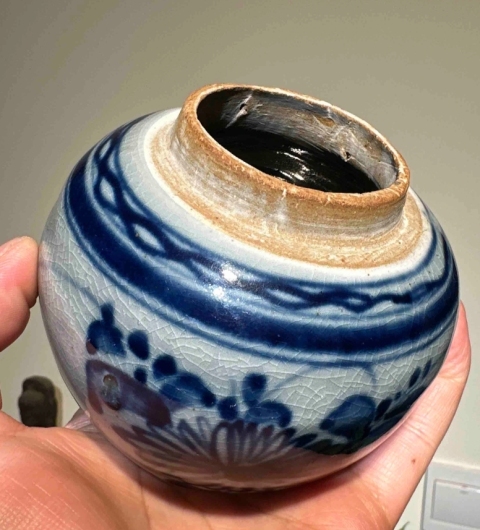 古玩陶瓷清代.青花花卉紋罐拍賣，當前價格1800元