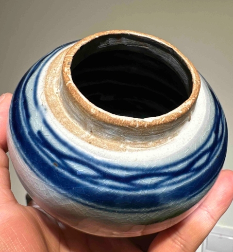 古玩陶瓷清代.青花花卉紋罐拍賣，當前價格1800元