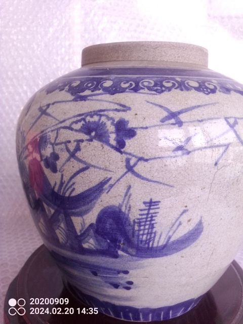 古玩陶瓷清晚期青花山水紋罐拍賣,當前價格1580元