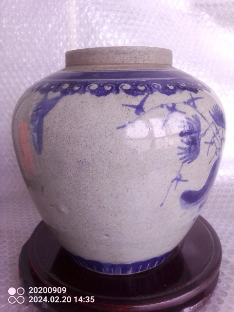古玩陶瓷清晚期青花山水紋罐拍賣,當前價格1580元