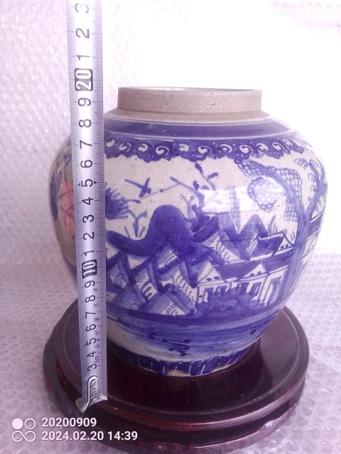 古玩陶瓷清晚期青花山水紋罐拍賣,當前價格1580元