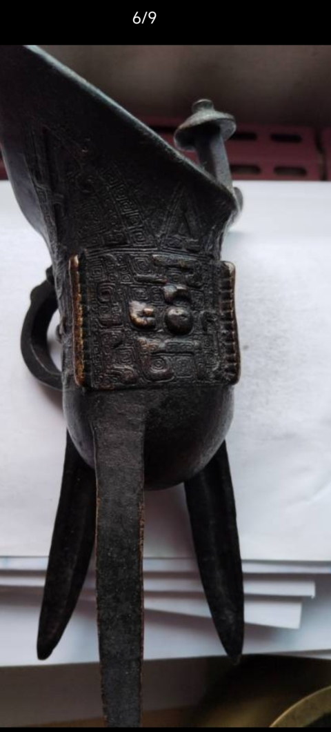 古玩銅器爵杯拍賣(mài)，當(dāng)前價(jià)格12800元