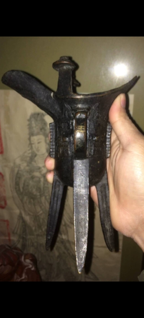 古玩銅器爵杯拍賣(mài)，當(dāng)前價(jià)格12800元