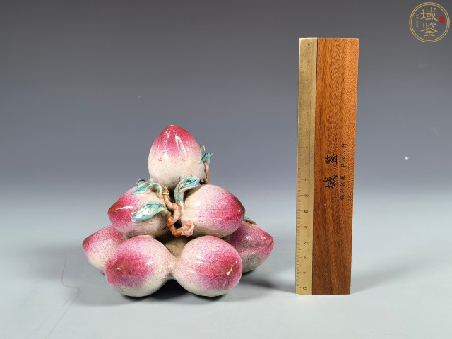 古玩陶瓷九桃粉彩仿生瓷塑壽山擺件拍賣，當前價格4500元