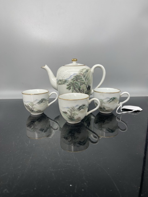 古玩陶瓷民國名家定制淺降彩茶具拍賣，當前價格12800元