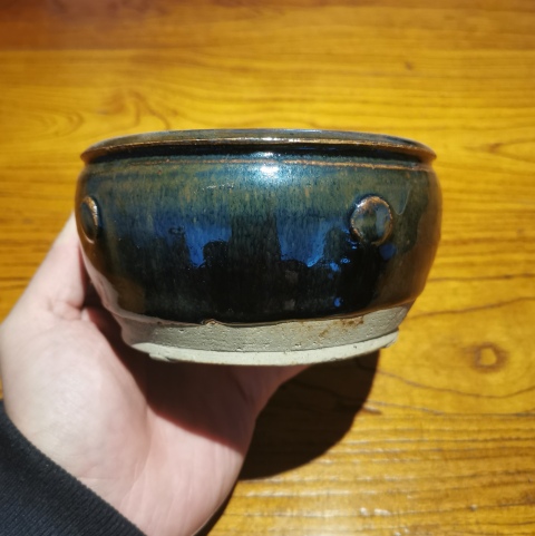 古玩陶瓷明兔毫釉鼓釘洗拍賣,當前價格299元