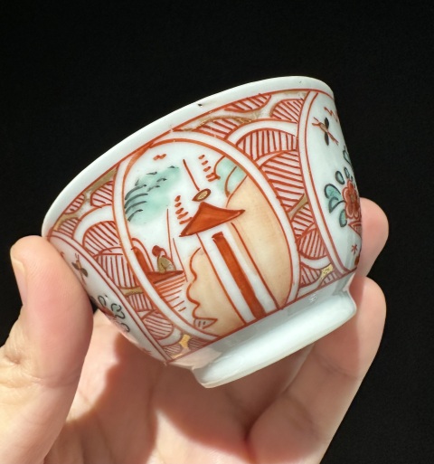 古玩陶瓷清康熙·五彩礬紅描金提籃花卉紋杯碟180 域鑒鑒定永久保真拍賣,當前價格750元