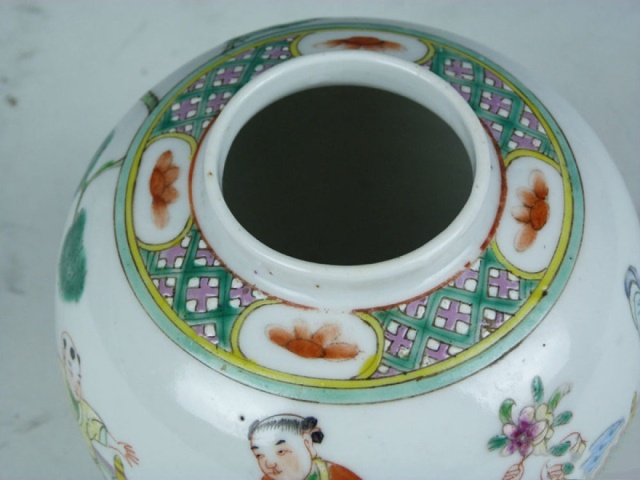 古玩陶瓷晚清精品粉彩嬰戲圖蓋罐拍賣，當前價格2388元