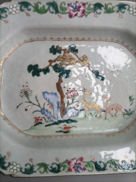 古玩陶瓷清中早鶴鹿同春粉彩盤拍賣,當(dāng)前價(jià)格16000元
