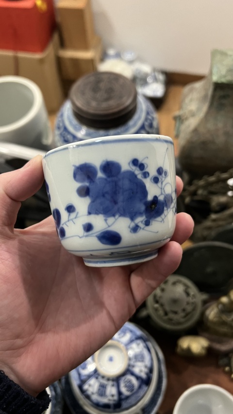 古玩陶瓷清代青花杯拍賣，當前價格355元