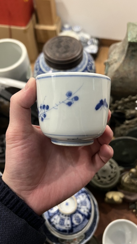 古玩陶瓷清代青花杯拍賣，當前價格355元