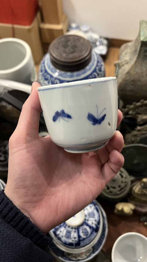 古玩陶瓷清代青花杯拍賣，當前價格355元