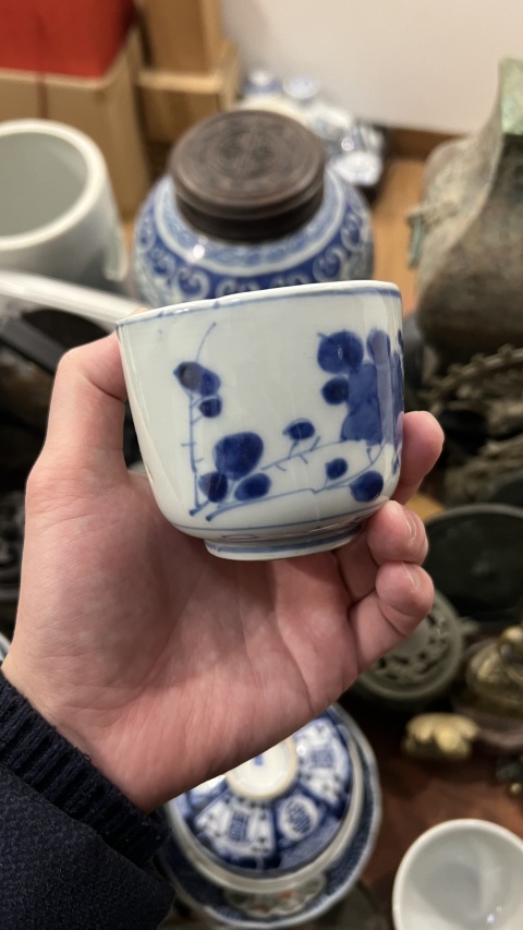 古玩陶瓷清代青花杯拍賣，當前價格355元