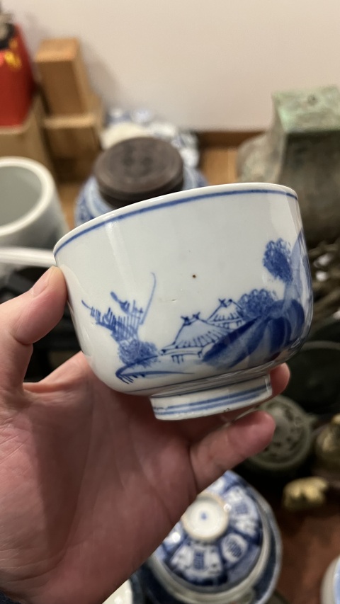 古玩陶瓷清代青花杯拍賣，當前價格299元