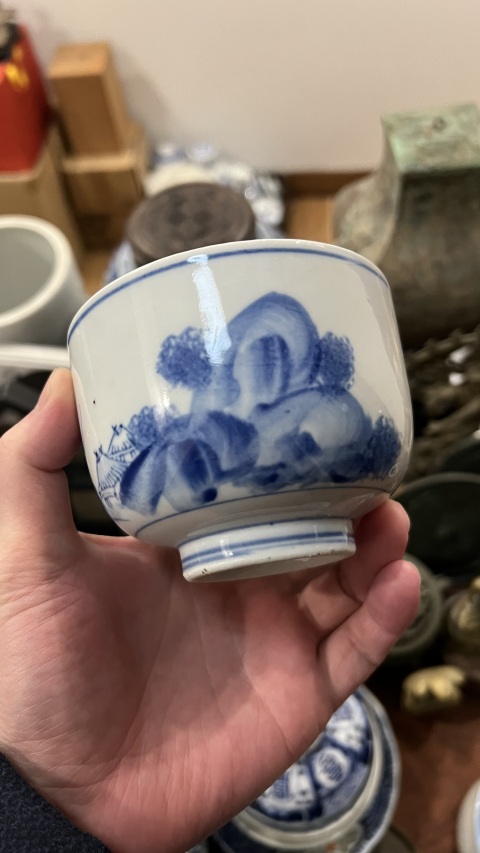 古玩陶瓷清代青花杯拍賣，當前價格299元