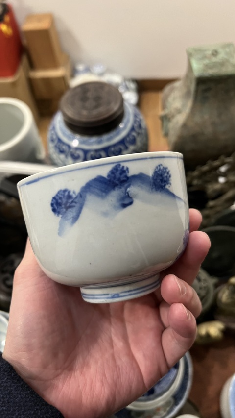 古玩陶瓷清代青花杯拍賣，當前價格299元
