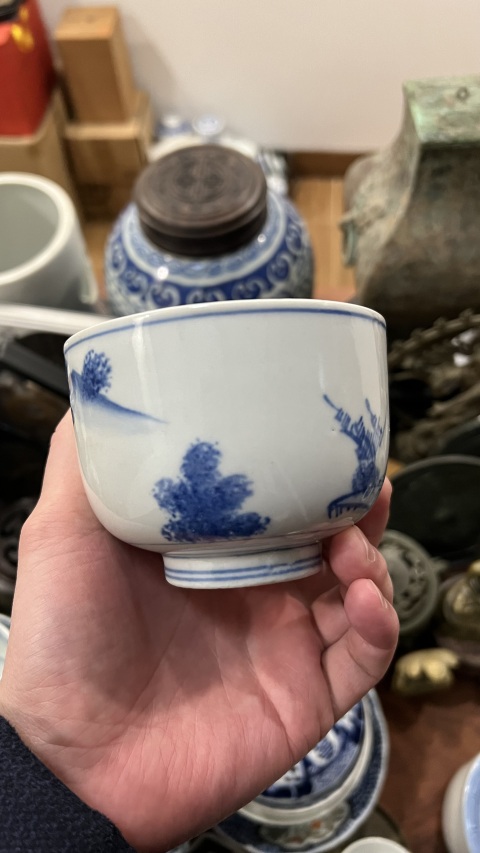 古玩陶瓷清代青花杯拍賣，當前價格299元