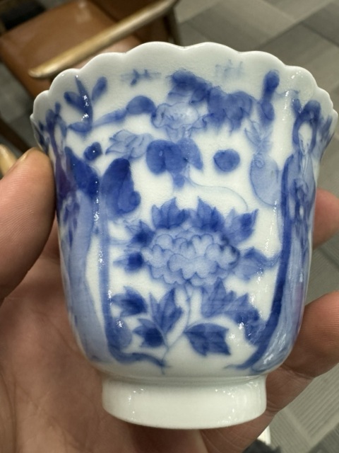 古玩陶瓷十九世紀(jì)?青花四美圖花口杯拍賣，當(dāng)前價(jià)格945元