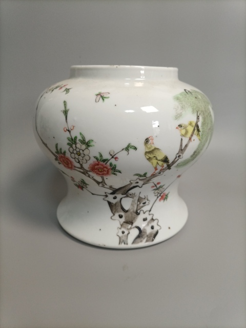 古玩陶瓷花鳥紋粉彩將軍罐拍賣,當前價格1000元