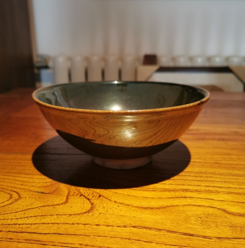 古玩陶瓷元末明初?紫金釉斗笠碗拍賣,當前價格850元