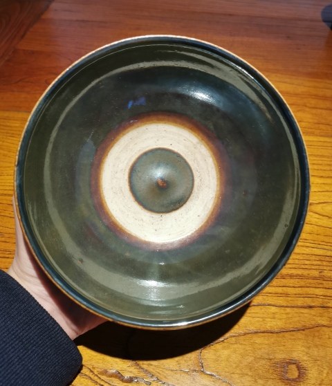 古玩陶瓷元末明初?紫金釉斗笠碗拍賣,當前價格850元