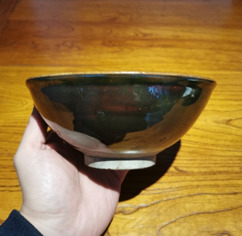 古玩陶瓷元末明初?紫金釉斗笠碗拍賣,當前價格850元