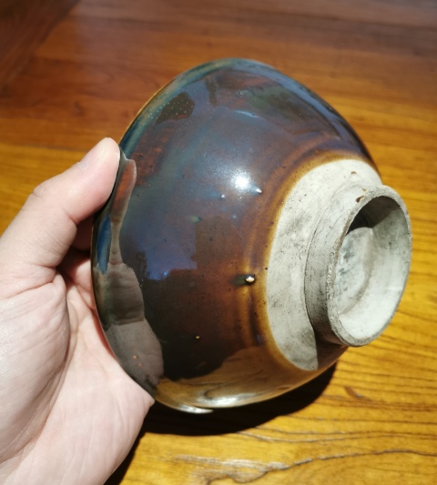 古玩陶瓷元末明初?紫金釉斗笠碗拍賣,當前價格850元