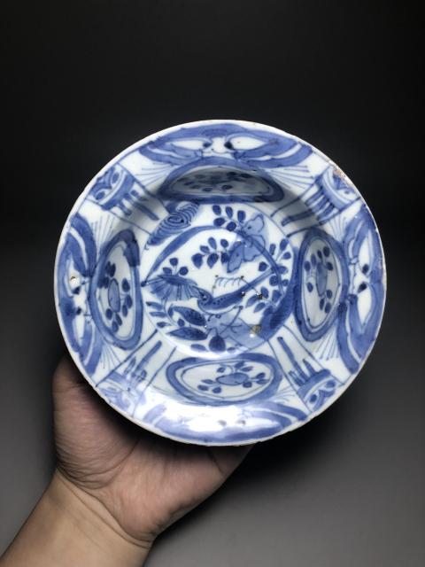 古玩陶瓷明萬(wàn)歷,青花花鳥(niǎo)紋折沿洗拍賣,當(dāng)前價(jià)格2700元