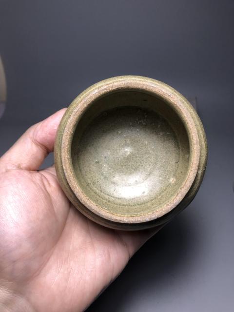 古玩陶瓷元代青釉茶葉蓋罐（保真卡）拍賣，當前價格2680元