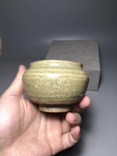 古玩陶瓷元代青釉茶葉蓋罐（保真卡）拍賣，當前價格2680元