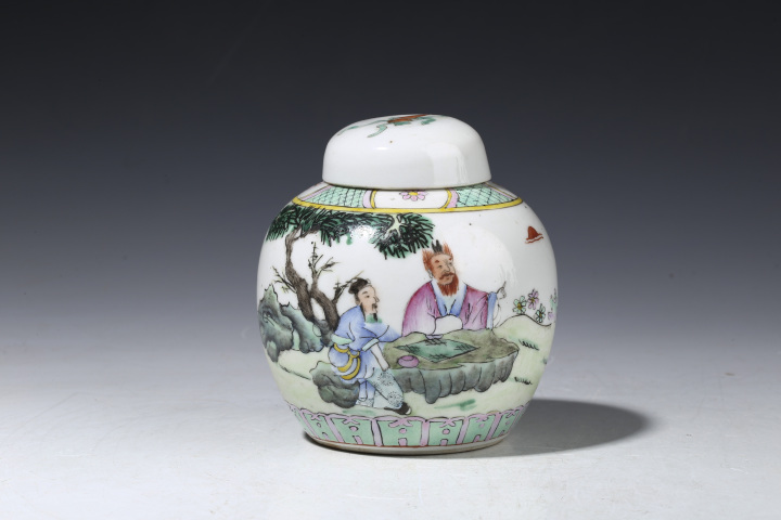 民国粉彩九桃五福紋蓋缶   現代工芸品 美術品 置物 民国粉彩九桃五福紋蓋缶 現代工芸品 美術品 置物