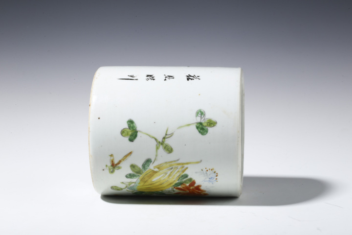 同治銘　粉彩花鳥文筆筒　保存箱　MA714 同治銘 粉彩花鳥文筆筒 保存箱 MA714