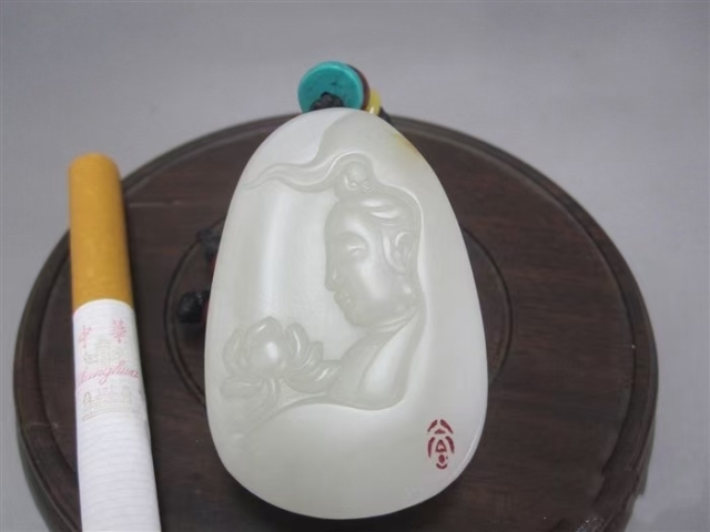 古玩玉器新疆和田脂白玉雕“觀音牌”拍賣,當前價格5688元