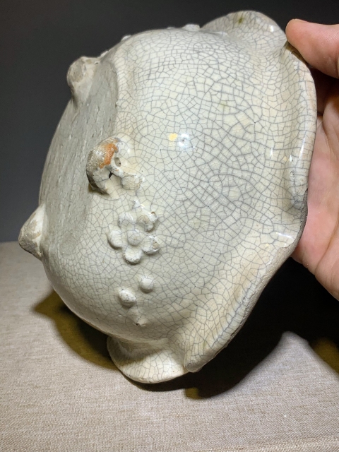 古玩陶瓷清早期哥釉梅花紋荷葉洗拍賣,當前價格1588元