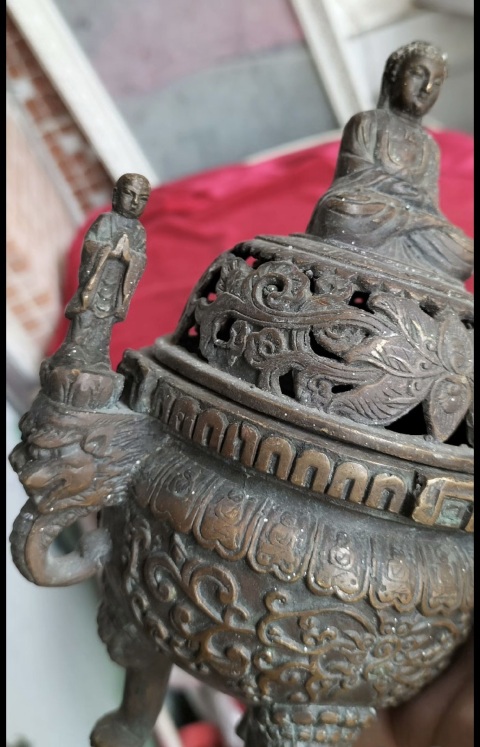 古玩雜項(特價)晚清民國精品釋迦牟尼銅薰爐拍賣,當前價格680元