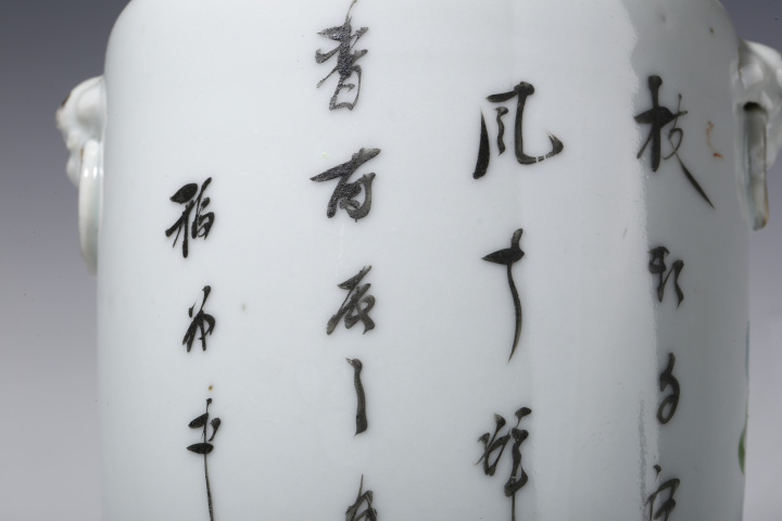 古玩陶瓷·淺絳彩花鳥詩文鋪首耳瓶
真品鑒賞圖