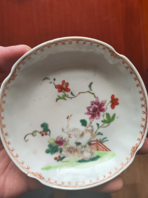 古玩陶瓷清雍正 粉彩花鳥紋花口小碟拍賣，當前價格1200元