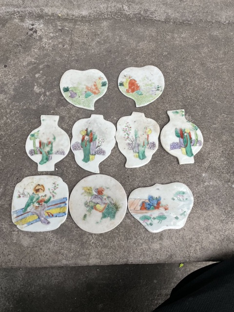 古玩陶瓷粉彩仕女人物插屏瓷板拍賣,當前價格350元