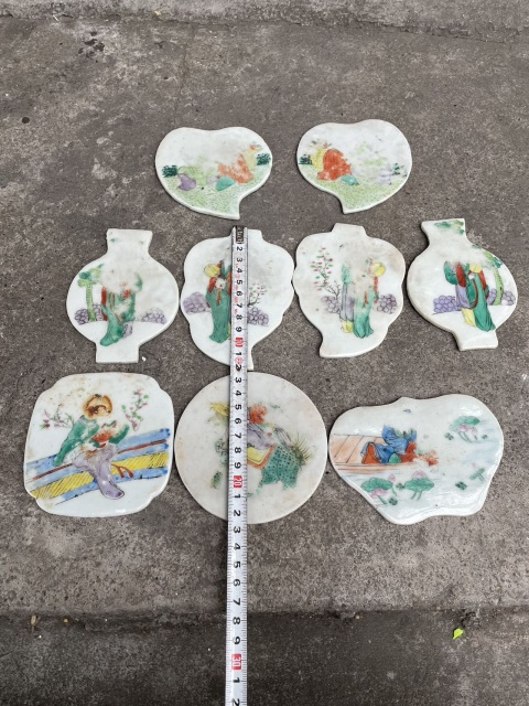 古玩陶瓷粉彩仕女人物插屏瓷板拍賣,當前價格350元