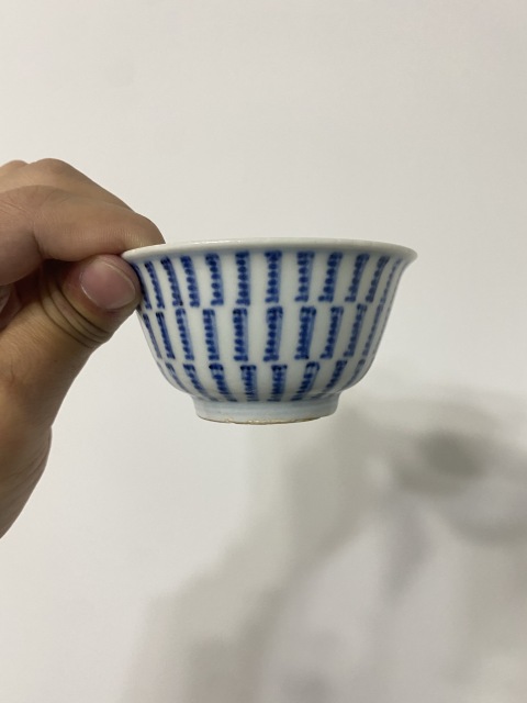 古玩陶瓷梵字紋青花杯拍賣，當前價格2300元