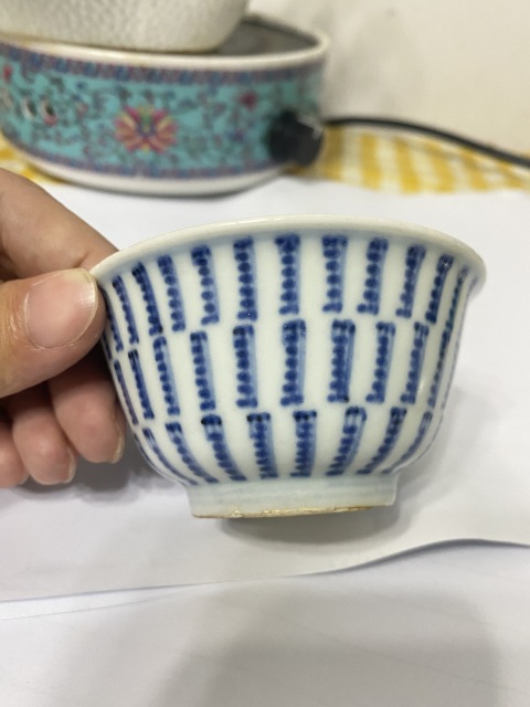 古玩陶瓷梵字紋青花杯拍賣，當前價格2300元